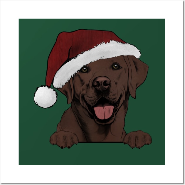 Merry Christmas Chocolate Lab Wall Art by rmcbuckeye